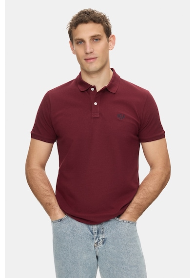 Ucla Lakes Bordo Polo Yaka Nakışlı %100 Pamuk Standard Fit Erkek Tshirt