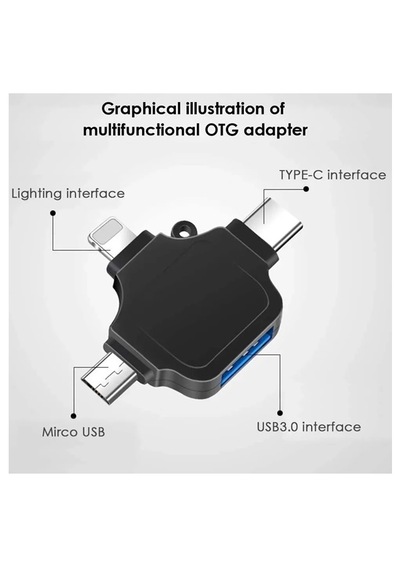 Lightning Apple Uyumlu iPhone  Type-c Micro Usb 3in1 Usb 3.0 Dişi Otg Çevirici