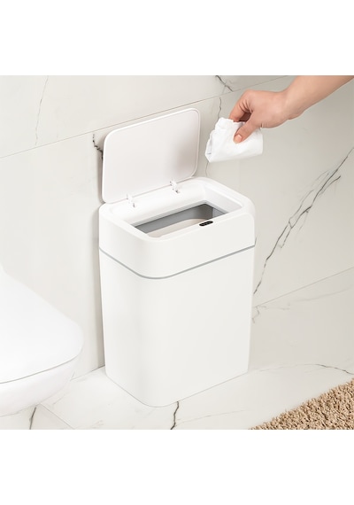 Porsima 4147 Hareket Sensörlü Sessiz Kapatma Çöp Kutusu Banyo Mutfak Çöp Kovası Kapaklı Banyo Çöp Kovası Beyaz