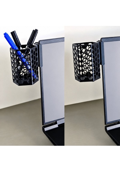 Alvera Monitor Kalemlik 3d Baskı Petek Desenli Laptop Kenar Altıgen Kalemlik-siyah