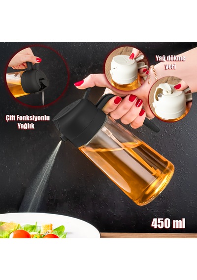 Porsima Alk-3159 2 Li Çok Amaçlı Cam Sprey Şişe Yağlık Yağdanlık