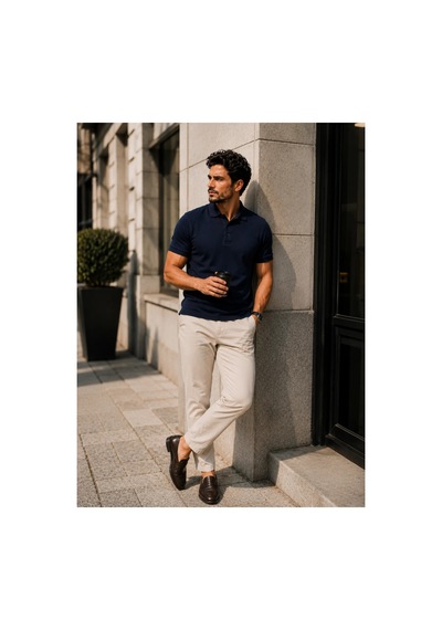 Luxıc Core Erkek Polo Yaka Lacivert Tişört Likralı Pike Kumaş Terletmez Slim Fit Günlük Şık Tasarım
