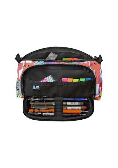 Jacbag Prime Xl-lastik Ayraçlı İki Bölmeli Kalem Kutusu Prime Xl-sarı Kedi renkli