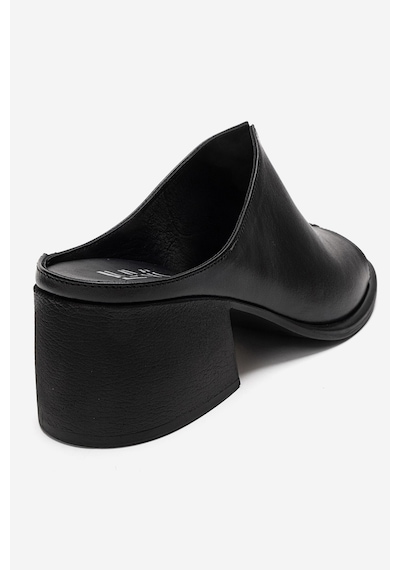 Luvishoes Sorex Siyah Cilt Hakiki Deri Kadın Kalın Topuklu Terlik