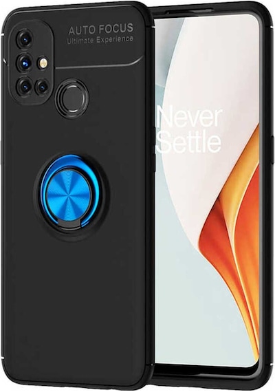 One Plus Nord N10 5g Kılıf Zore Ravel Silikon Kapak Siyah-Mavi