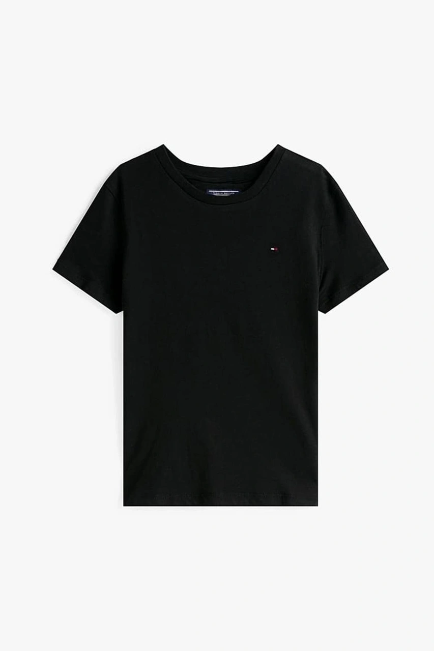 Tommy Hilfiger Erkek Çocuk Basic Pamuklu T-shirt - Siyah-10989 Meteorite
