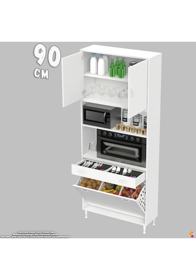 Modilayn Ece Fırın Bölmeli Kapaklı Çekmeceli Sepetli Çok Amaçlı Mutfak Dolabı 90 Cm Beyaz Modilayn Ece Fırın Bölmeli Kapaklı Çekmeceli Sepetli Çok Amaçlı Mutfak Dolabı 90 Cm Beyaz