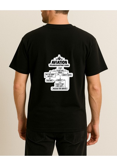 Pilot İs Progress Baskılı Tasarımlı T-shirt Siyah