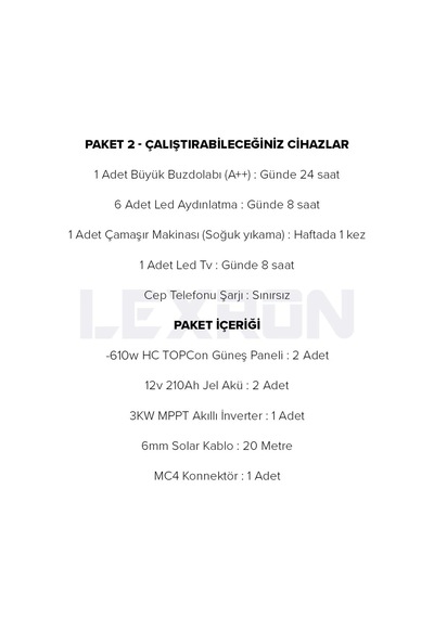 Lexron 3kw Bağ Evi Paket Sistem 1
