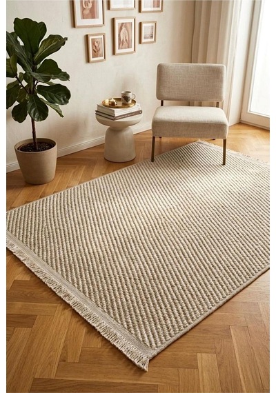 Leiva Home Lara 03 Bej Sisal İskandinav Modern Kaymaz Taban Yumuşak Özel Ölçü Salon Koridor Halısı 0160a-krem/gri