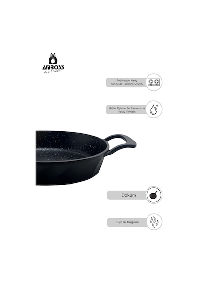 Jasper 3 Parça Döküm Sahan Seti Siyah
