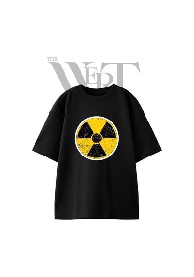 Thewert Distressed Radiation Tasarım Baskılı Ünisex Siyah Oversize T-shirt