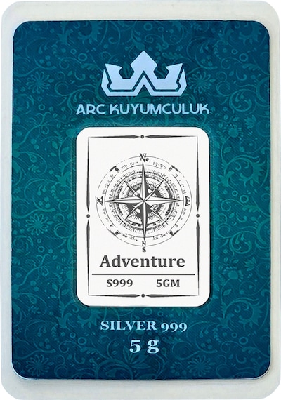 Pusula Temalı Hediyeye Özel 5 Gram 999 Ayar Gümüş İle Tasarlanmış Gümüş Külçesi-713
