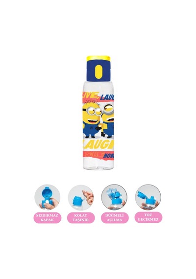 Flosoft Lisanslı Minions Düğmeli Matara Ve Beslenme Kutusu, 3 Bölmeli Okul Kabı Ve Suluğu 2 Li Set