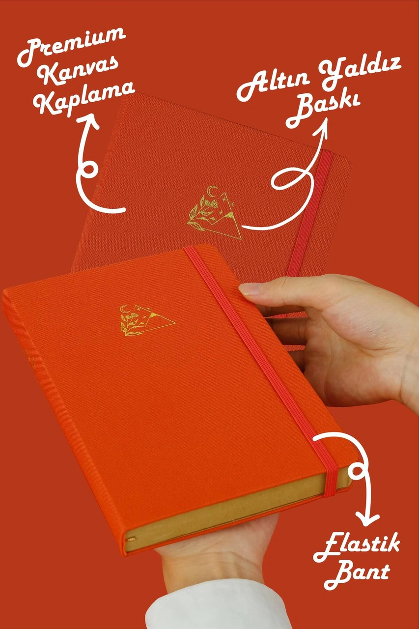 Bujo Kraft Keten Defter 96 Yaprak A5 150 Gr. Kraft Çizgili Turuncu