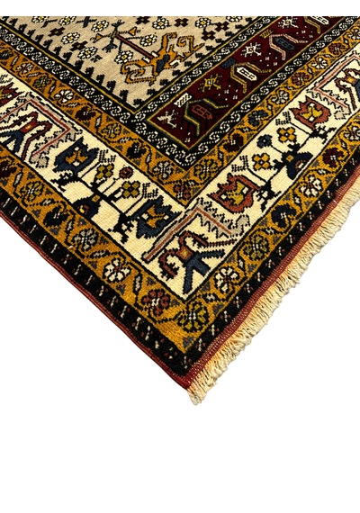 El Dokuma Sıfır Yahyalı Halısı 118x200 Yeşil Krem Kök Boya Halı Yeşil
