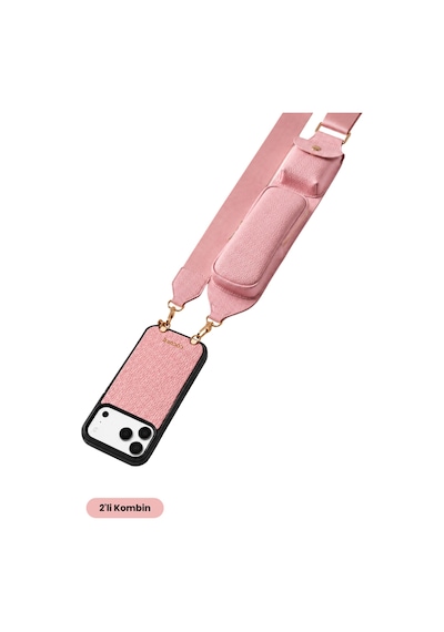 Hera Apple Uyumlu iPhone 18 Pro Max / 17 Pro Max Uyumlu Magsafe Kılıf, Crossbody Gözlük Kılıflı 2'li Pembe Set