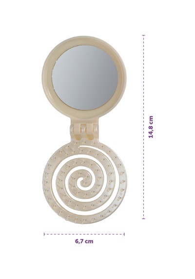Beauty Makaron Metalik Saç Fırçası - 3d Esnek, Aynalı, Çanta Boy - Compact Detangler İnci Beyazı