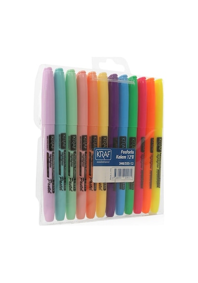 Kraf 340/345 Fosforlu Kalem Tipi 6 Pastel 6 Parlak Renk Çok Renkli