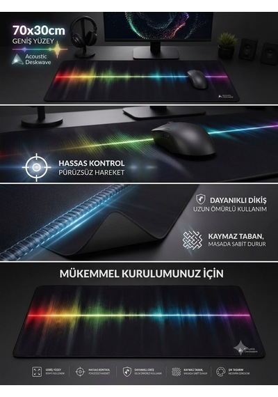 Desenli Oyuncu Mouse Pad Kaymaz Taban 70x30 002