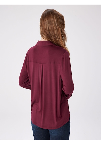 Faik Sönmez Kaçık Yaka Uzun Kollu T-shirt W27tsh005 Bw27tsh00540 Bordo