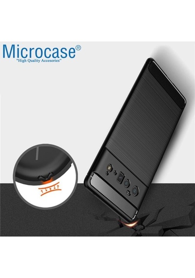 Microcase Google Pixel 6 Pro Brushed Silikon Kilif - Siyah 537459888