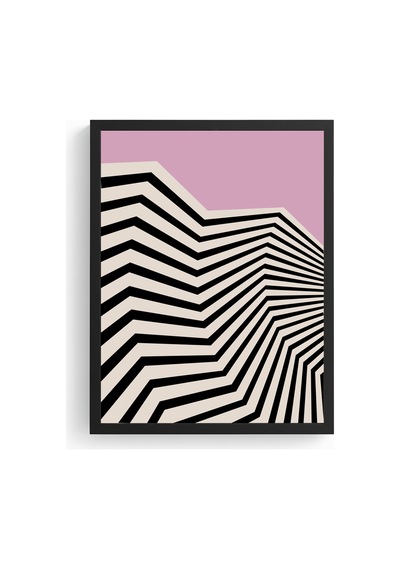 Doğal Ahşap Çerçeveli Geometrik Desenli Tablo - Pastel Huhu1090