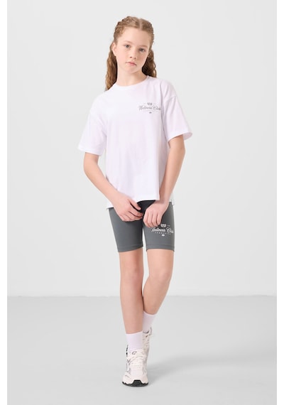 Tommylife Beyaz-haki Pamuklu O Yaka Standart Fit Baskılı Kız Çocuk Tayt Takım - 75190 Beyaz