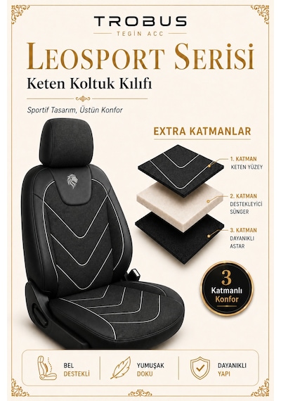Subaru Impreza 2008 2009 2010 2011 Uyumlu Leosport Serisi Siyah Beyaz Oto Koltuk Kılıfı