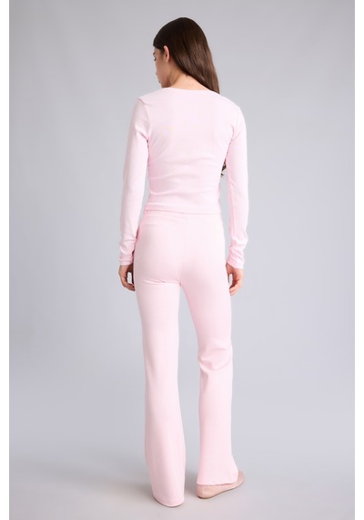 Defacto Flare Fit Elastik Bağlamalı Bel Modal Pantolon G9445ax26wnpn74 Pembe-pn74