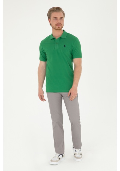 U.S. Polo Assn. Erkek Slim Fit Polo Yaka Yeşil Basic Tişört 50279573-VR054