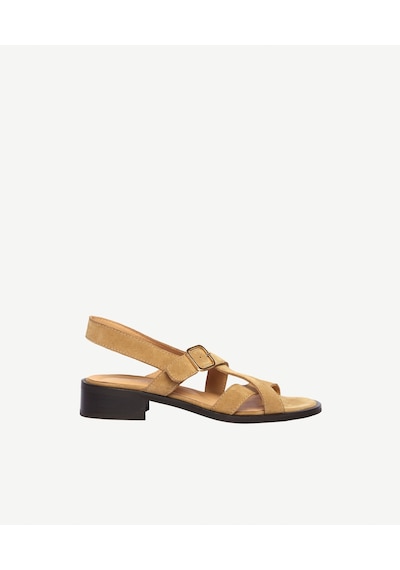 Yargıcı Çapraz Bantlı Kısa Topuklu Süet Sandalet 26ykay4014x 008 Camel