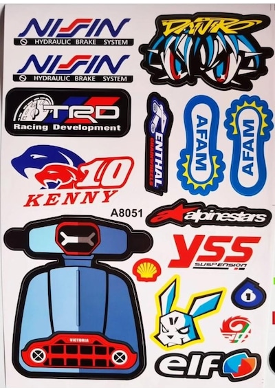 Araba, Motosiklet, Bisiklet, Kask Sponsor Sticker Seti, Çıkartma Etiketi A8051 Model Siyah