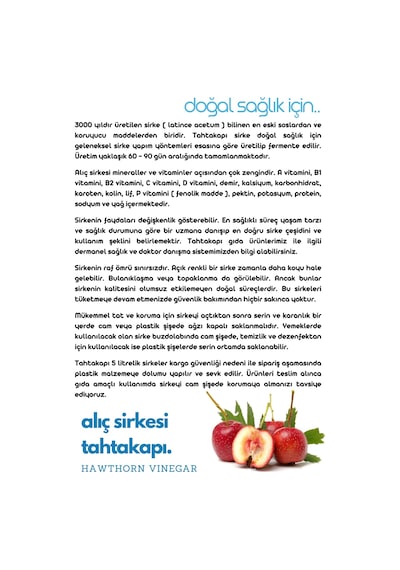 Tahtakapı Alıç Sirkesi 500 ML