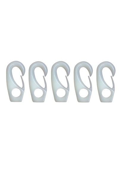 5'li Plastik Halat Klips. 6mm. Plastik Kanca. Sealux. Beyaz