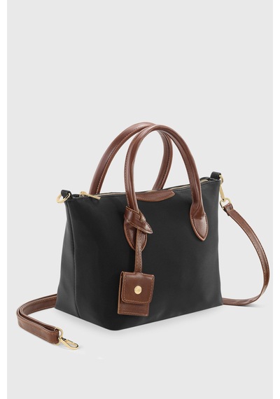 Housebags Retro Vintage Suya Dayanıklı Niş Tasarım Omuz Askılı Çanta Siyah Kahverengi Siyah