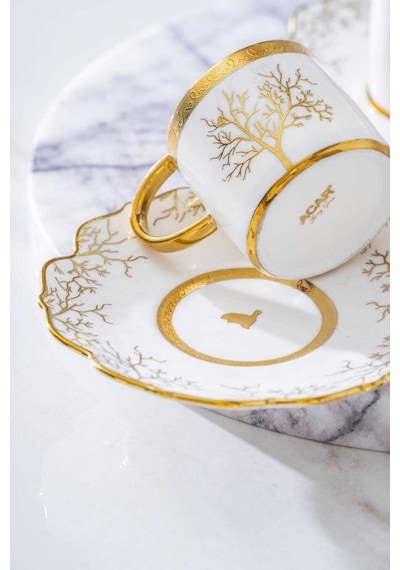 Acar Kıeran Gold 6 Kişilik Kahve Fincanı Takımı Hxf-06801 Gold