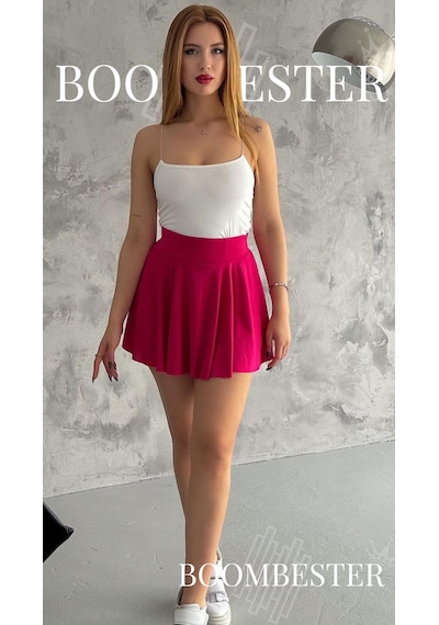 Boombester Kadın Yüksek Bel Piliseli Mini Etek Şortlu Sandy Kumaş Yazlık Rahat Kalıp Günlük & Spor Pembe Boombester Kadın Yüksek Bel Piliseli Mini Etek Şortlu Sandy Kumaş Yazlık Rahat Kalıp Günlük & Spor Pembe