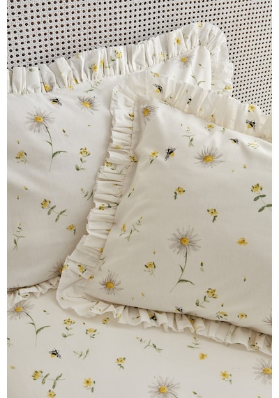 Karaca Home Emma %100 Pamuk Fırfırlı Çift Kişilik Çarşaf Takımı Sarı (PP)