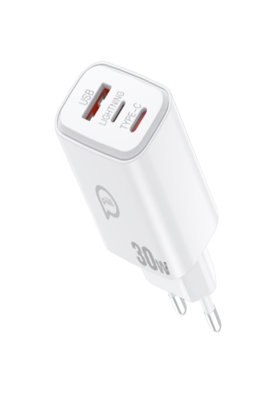 Piili 30w Usb-a + Type-c + Lightning Hızlı Şarj Adaptörü Tek Adaptörle Daha Fazla Cihaza Uyumlu