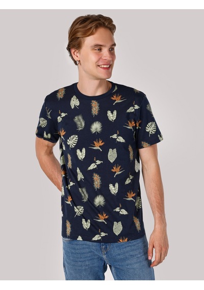 Colin's Colins Regular Fit Bisiklet Yaka Baskılı Lacivertvert Erkek Kısa Kol Tişört 001