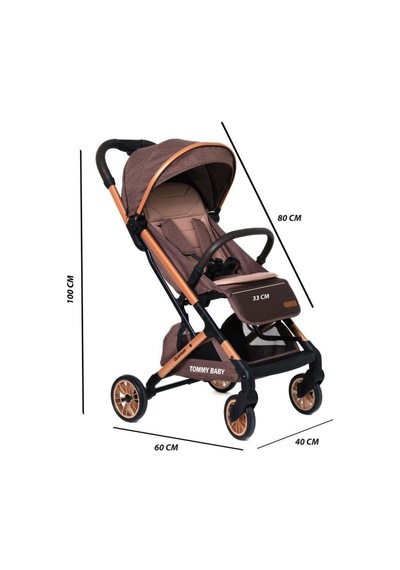 Tommybaby Quantum Kabin Travel Bebek Arabası Kabin Boy Bebek Arabası Pedli Katlanabilir Yağmurluk Hediye Gri
