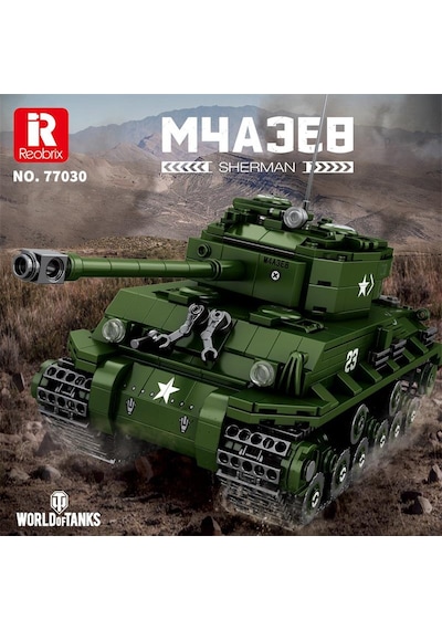Reobrix 77030 World Of Tanks M4 Sherman Tank M4a3e8 Yaratıcı Yapı Blok Seti Building Blocks - 836 Parça