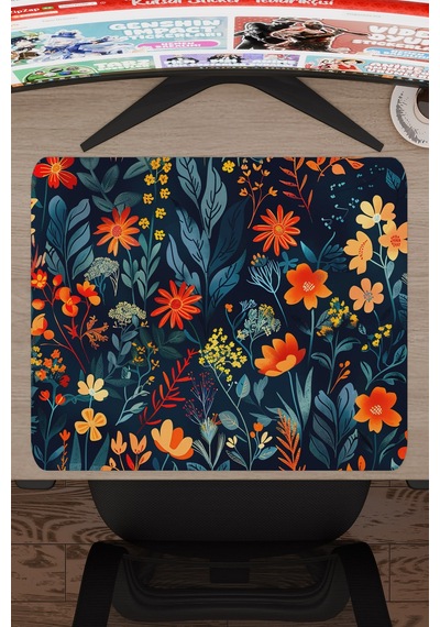 Çiçek Desenleri Kaymaz Dikişli Kauçuk Oyuncu Mousepad V3 - 48x40 Xl Gaming Mouse Pad Fare Altlığı