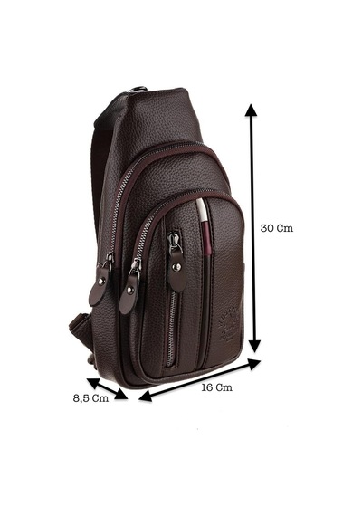 Westpolo Vegan Deri Unisex Çapraz Göğüs Ve Omuz Çantası Body Bag - 7006 Kahverengi