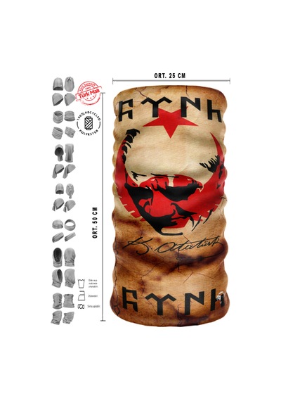 E Taktik Selçuklu Kartalı Atatürk Ve Ay Yıldız Desenli Göktürkçe Boyunluk Baf Maske Sarı - 866171284 Sarı