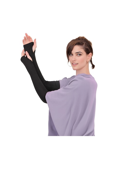 Sonbaharmoda Parmak Geçmeli Penye Esnek Likralı Kolluk 1 Çift Siyah Unisex Siyah
