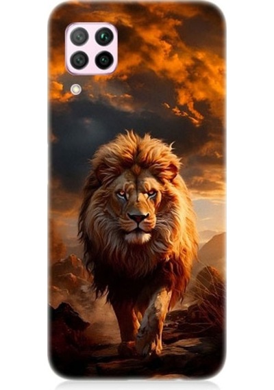 Huawei P40 Lite Uyumlu Yırtıcı Aslan Kral Desenli Silikon Kılıf