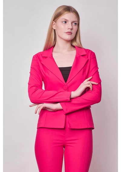 Kadın Yakalı Cep Kapaklı Uzun Kol Hafif Likralı Kumaş Blazer Ceket Pantolon Jument 40076 -fujya Fujya Kadın Yakalı Cep Kapaklı Uzun Kol Hafif Likralı Kumaş Blazer Ceket Pantolon Jument 40076 -fujya Fujya