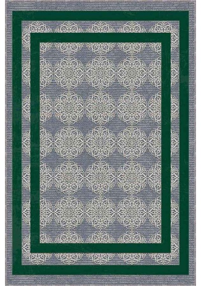 Yeşil Çerçeveli Kaymaz Taban Makinede Yıkanabilir Halı Rv088n11